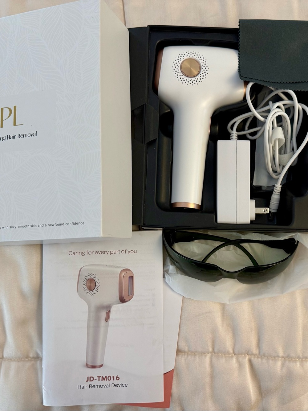 At-Home IPL Hair Removal Device - White with Rose Gold Accents